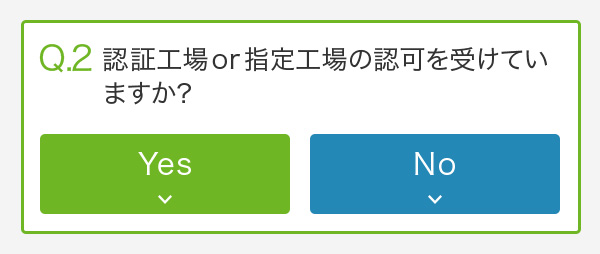 Q2.認証工場or指定工場の認可を受けていますか？